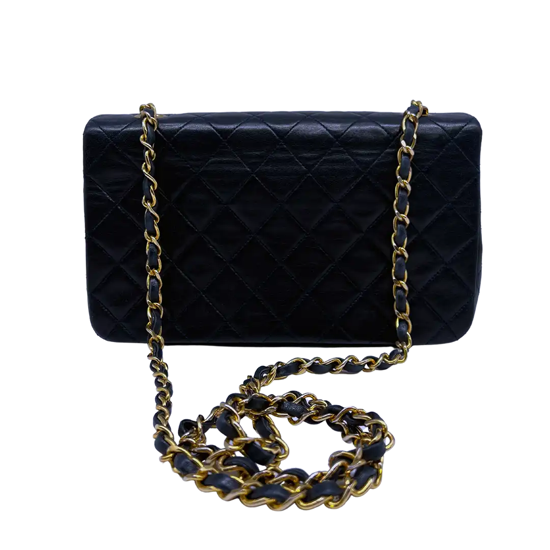 Chanel Timeless Single Flap Small dunkelblaues Lammleder / gut Produkt