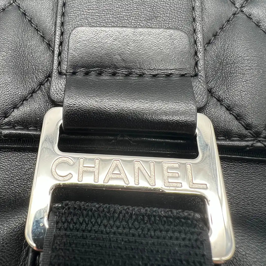 Chanel Clutch gestepptes Leder schwarz Arbeitstasche / sehr gut Chanel