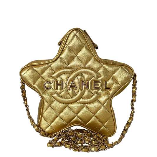 Chanel  Metallic Lammleder Quilted Walk Of Fame Star Bag Gold / neuwertig Chanel
