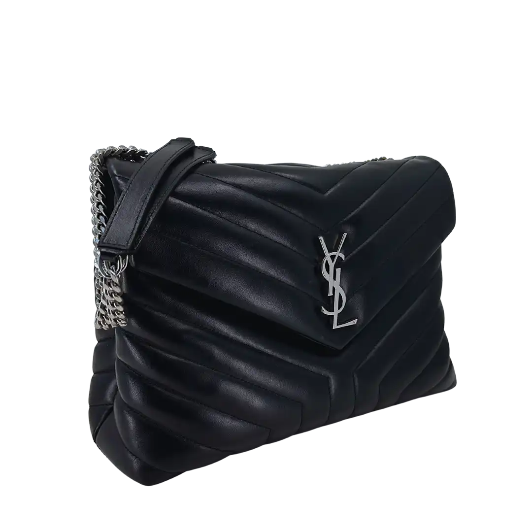 Saint Laurent YSL LouLou Medium Leder schwarz silberne Hardware / sehr gut Saint Laurent
