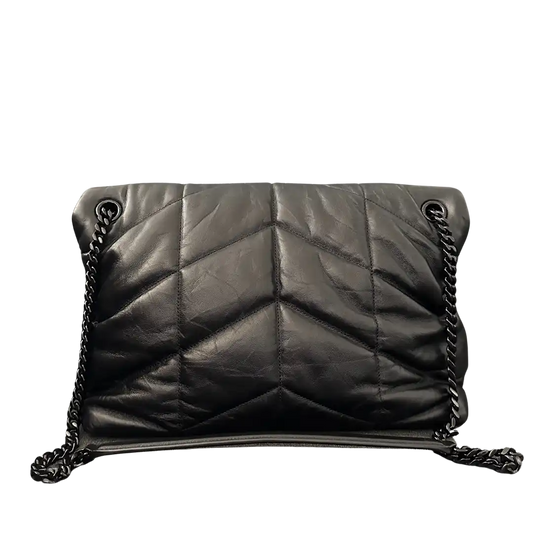 Saint Laurent LouLou Puffer Medium Handtasche All black Lammleder / sehr gut Saint Laurent