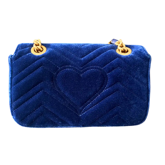 Gucci GG Marmont Mini cobalt blue Samttasche / sehr gut Gucci