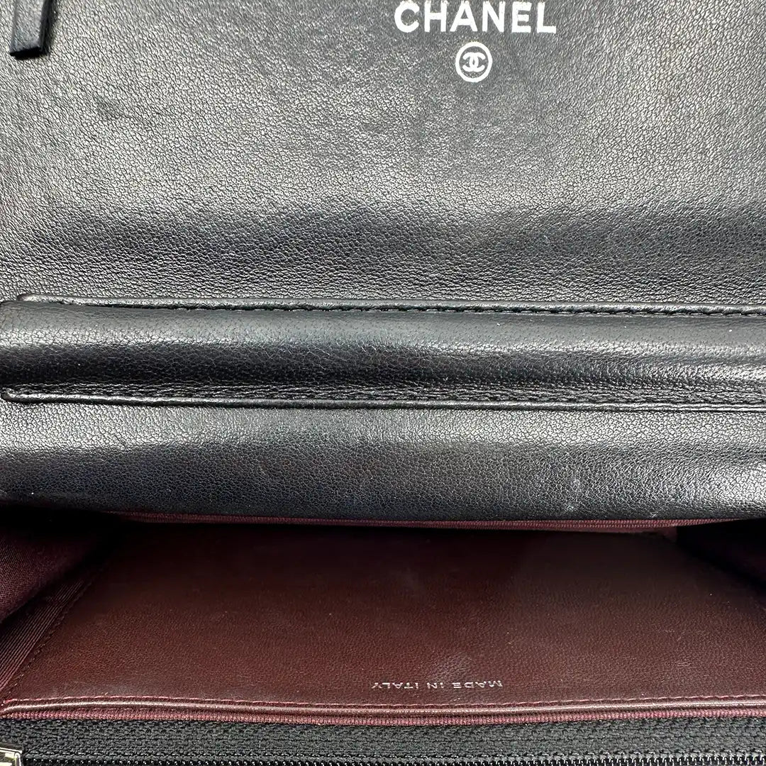 Chanel Wallet on Chain Bag Lammleder Leder schwarz silberne Hardware / gut Chanel