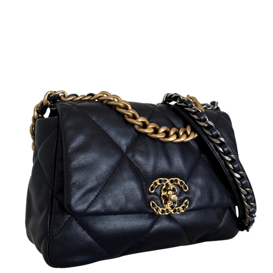 Chanel 19 Flap Bag Small Tasche Lammleder Navy Fullset / neuwertig