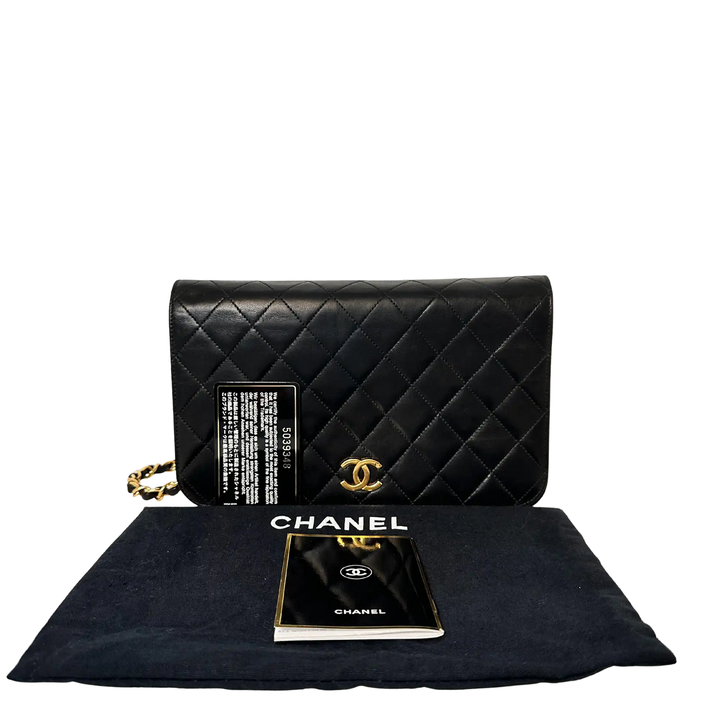Chanel Timeless Wallet on Chain Vintage Lammleder schwarz mit ID Card / gut Chanel
