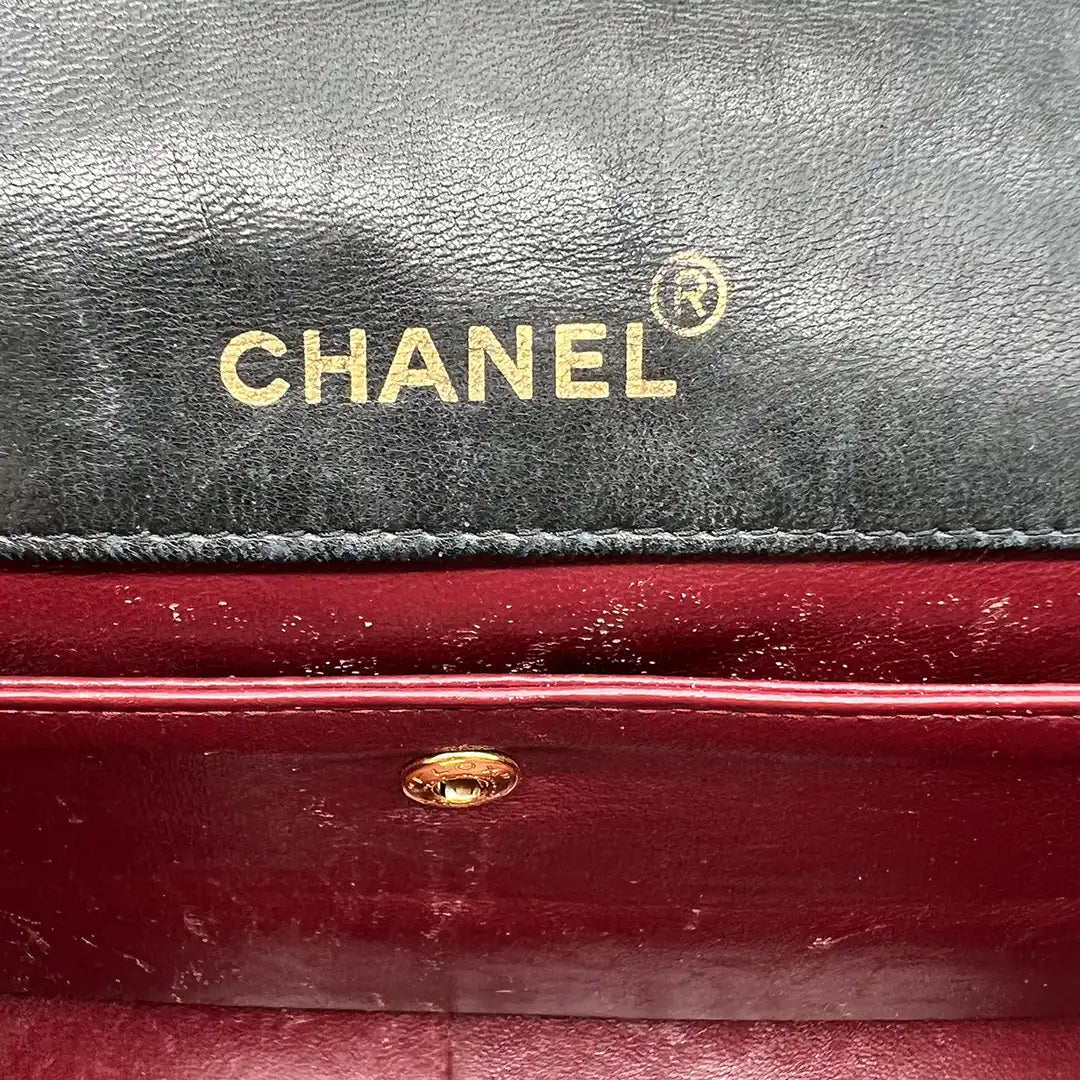 Chanel Diana Vintage Classic Chain Single Flap Lammleder schwarz 6