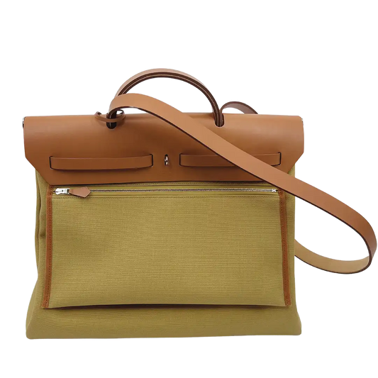 Hermès Herbag Zip 39 Palladium Hardware Ginger / Naturel Fullset 2024 / neuwertig Hermès