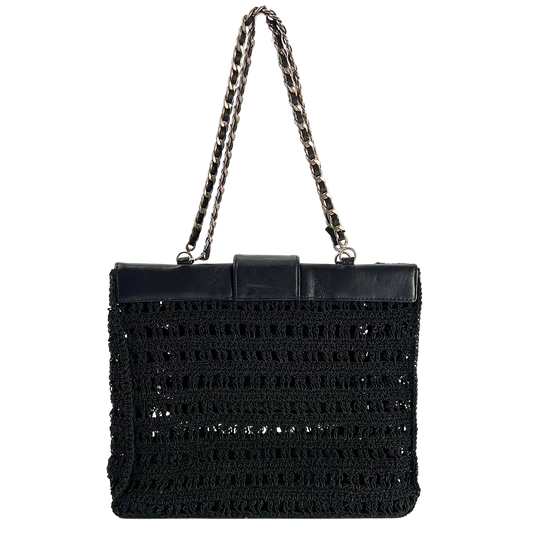 Chanel Vintage Supermodel Häkeltasche CC Logo / sehr gut Chanel