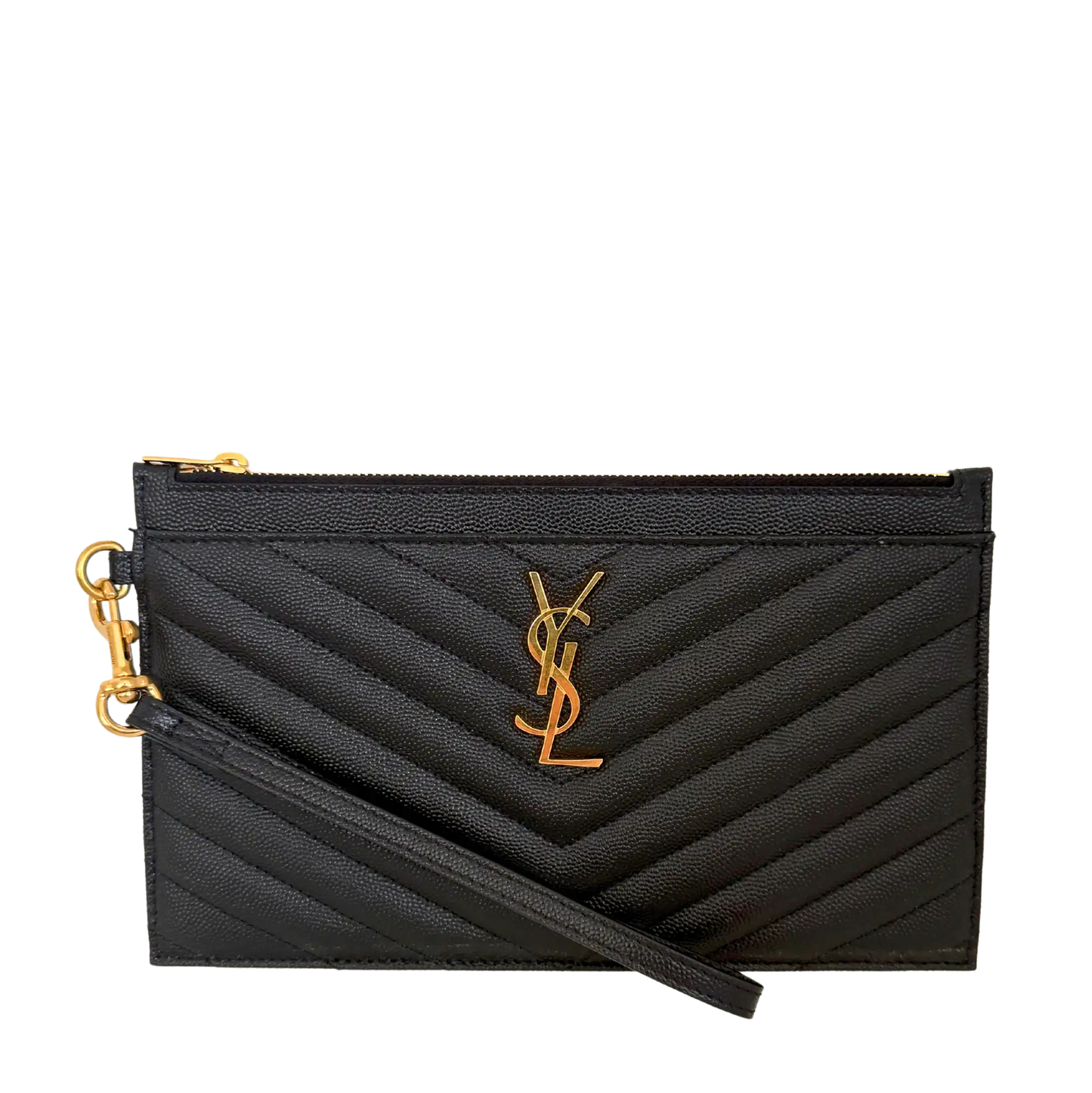 Saint Laurent große Cassandre Pouch Leder schwarz / neuwertig Saint Laurent