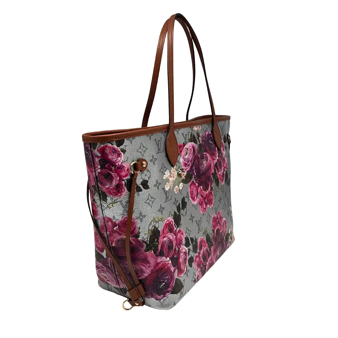 Louis Vuitton Metallic Monogram LV Garden Neverfull MM Silver Fullset / neuwertig Louis Vuitton