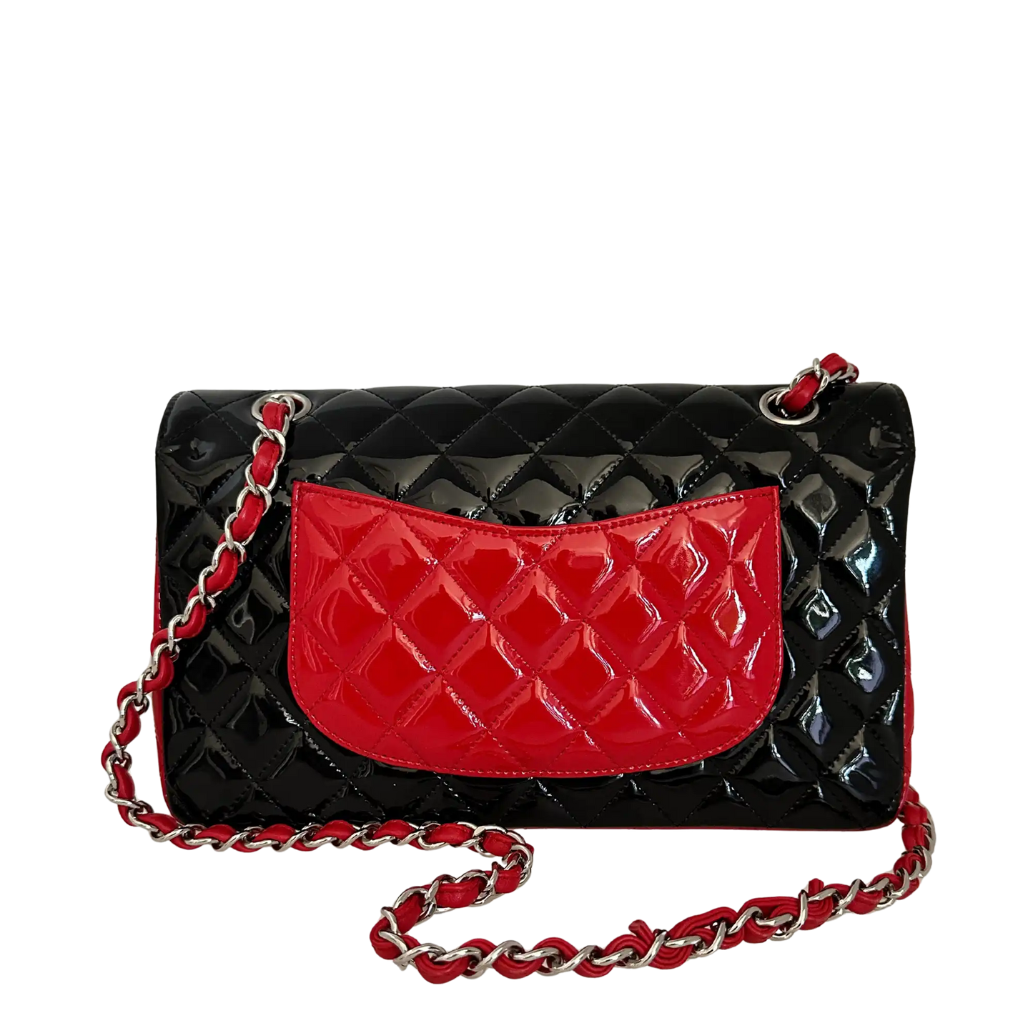 Chanel Medium Bicolor Quilted Patent Calfskin Double Flap Bag / neuwertig Chanel