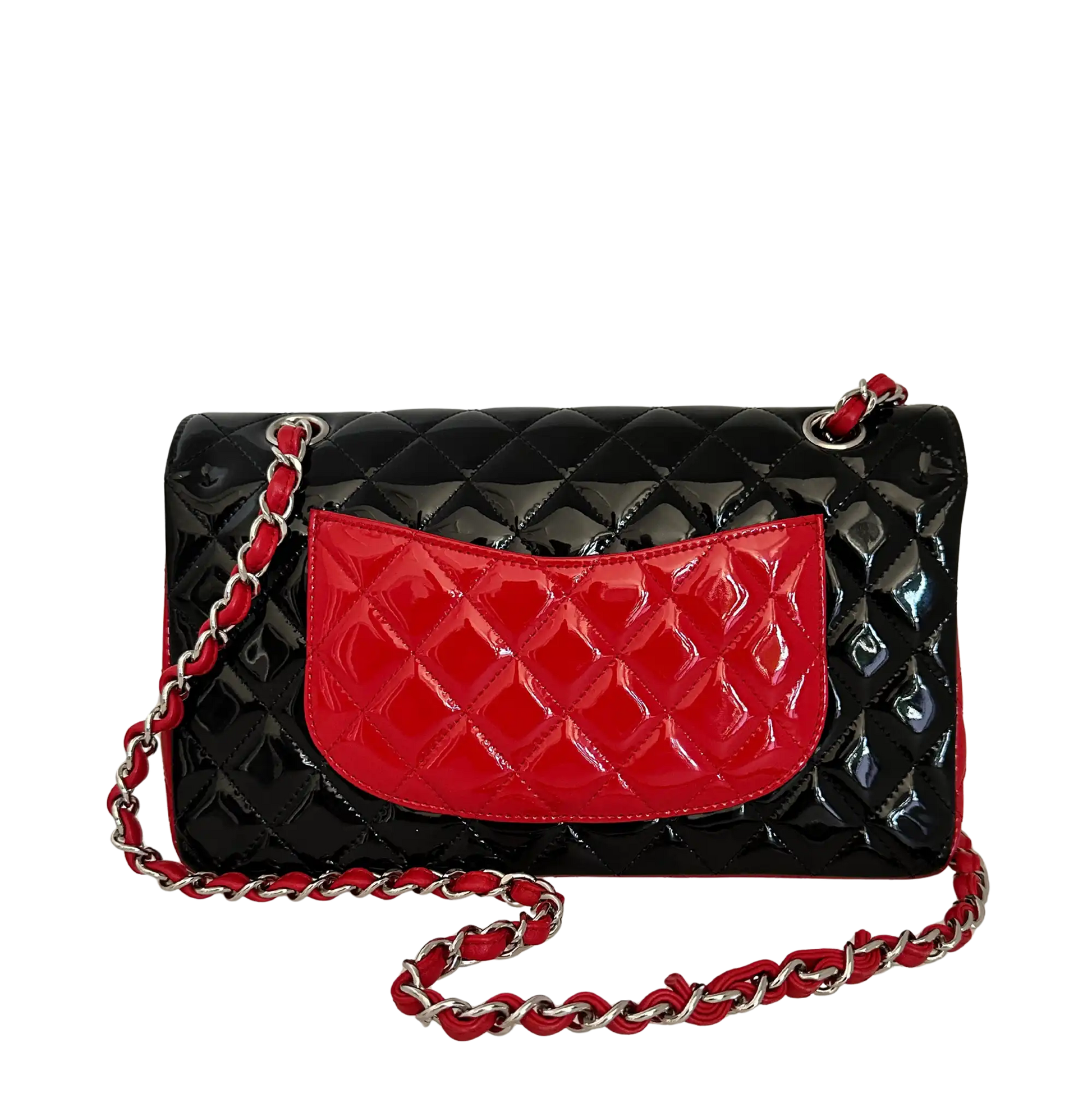 Chanel Medium Bicolor Quilted Patent Calfskin Double Flap Bag / neuwertig Chanel