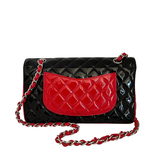 Chanel Medium Bicolor Quilted Patent Calfskin Double Flap Bag / neuwertig Chanel