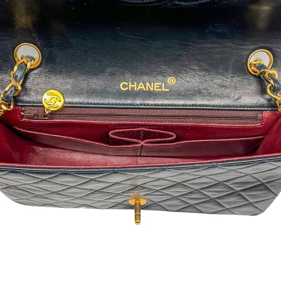 Chanel Timeless Single Flap Small dunkelblaues Lammleder / gut Produkt