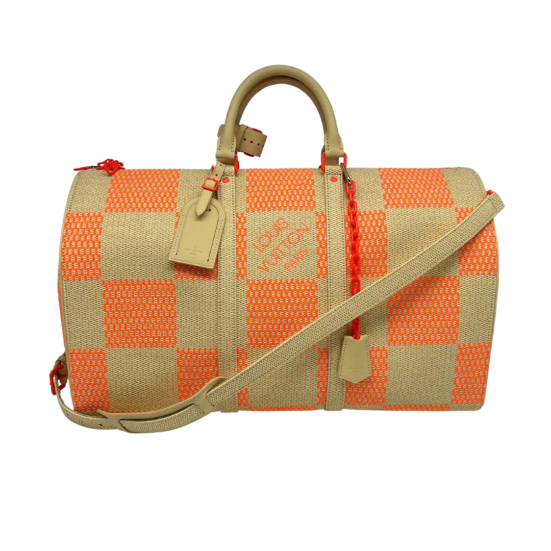 Louis Vuitton Keepall 50 Bandouliere Orange beige Raffia Fullset / neuwertig Louis Vuitton