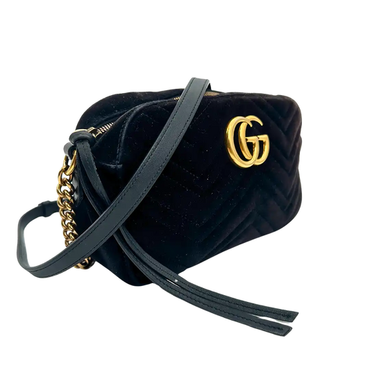 Gucci GG Marmont Samttasche schwarz / gut Gucci