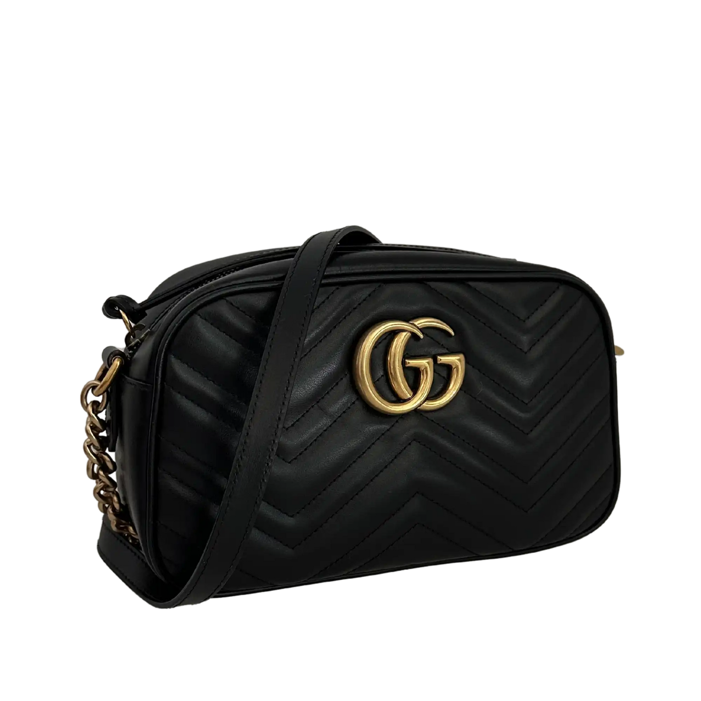 Gucci GG Marmont schwarz Leder Small / neuwertig Gucci