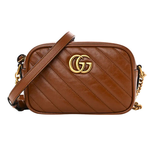 Gucci GG Marmont mittelgroß Matelassé-Leder Umhängetasche braun / sehr gut Gucci
