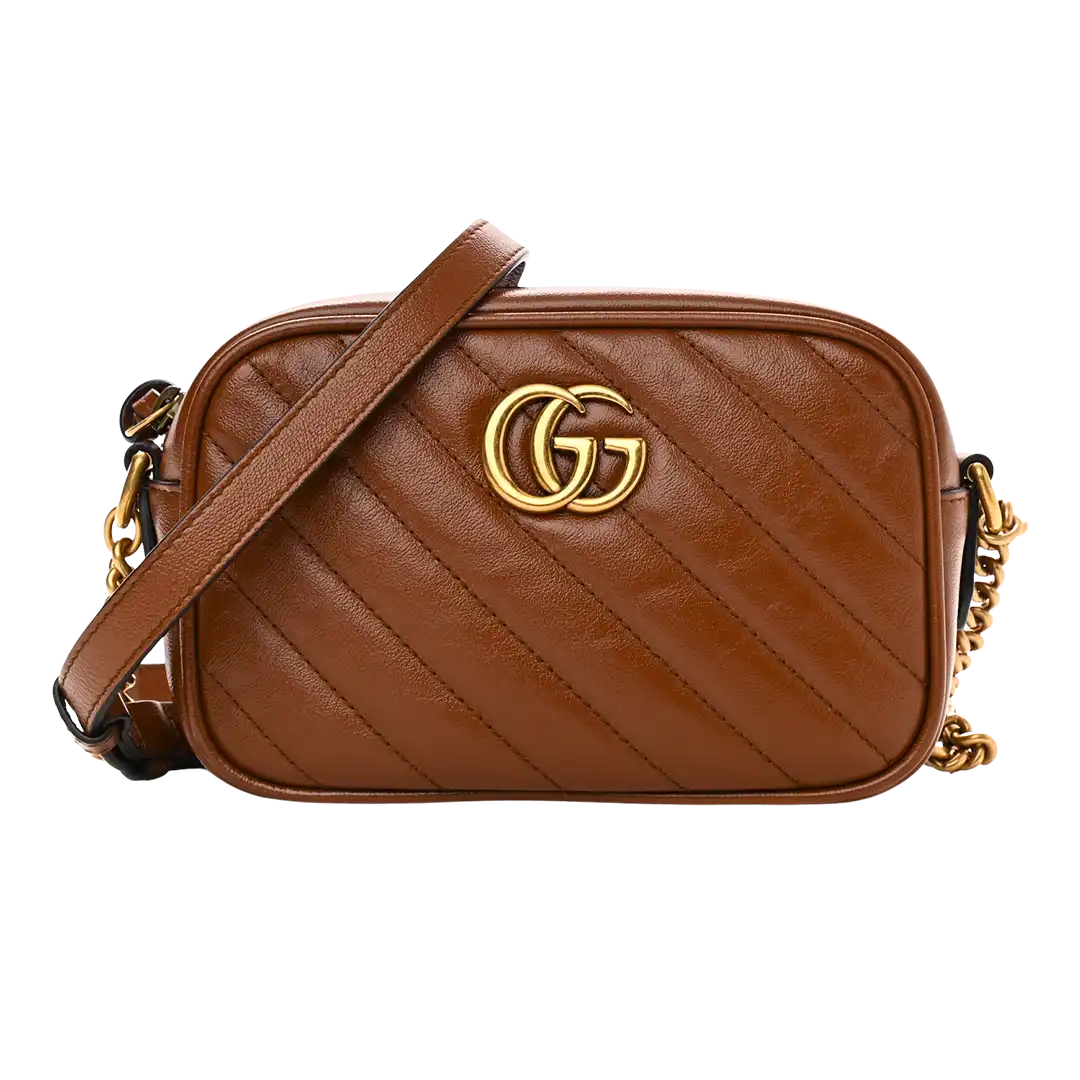 Gucci GG Marmont mittelgroß Matelassé-Leder Umhängetasche braun / sehr gut Gucci