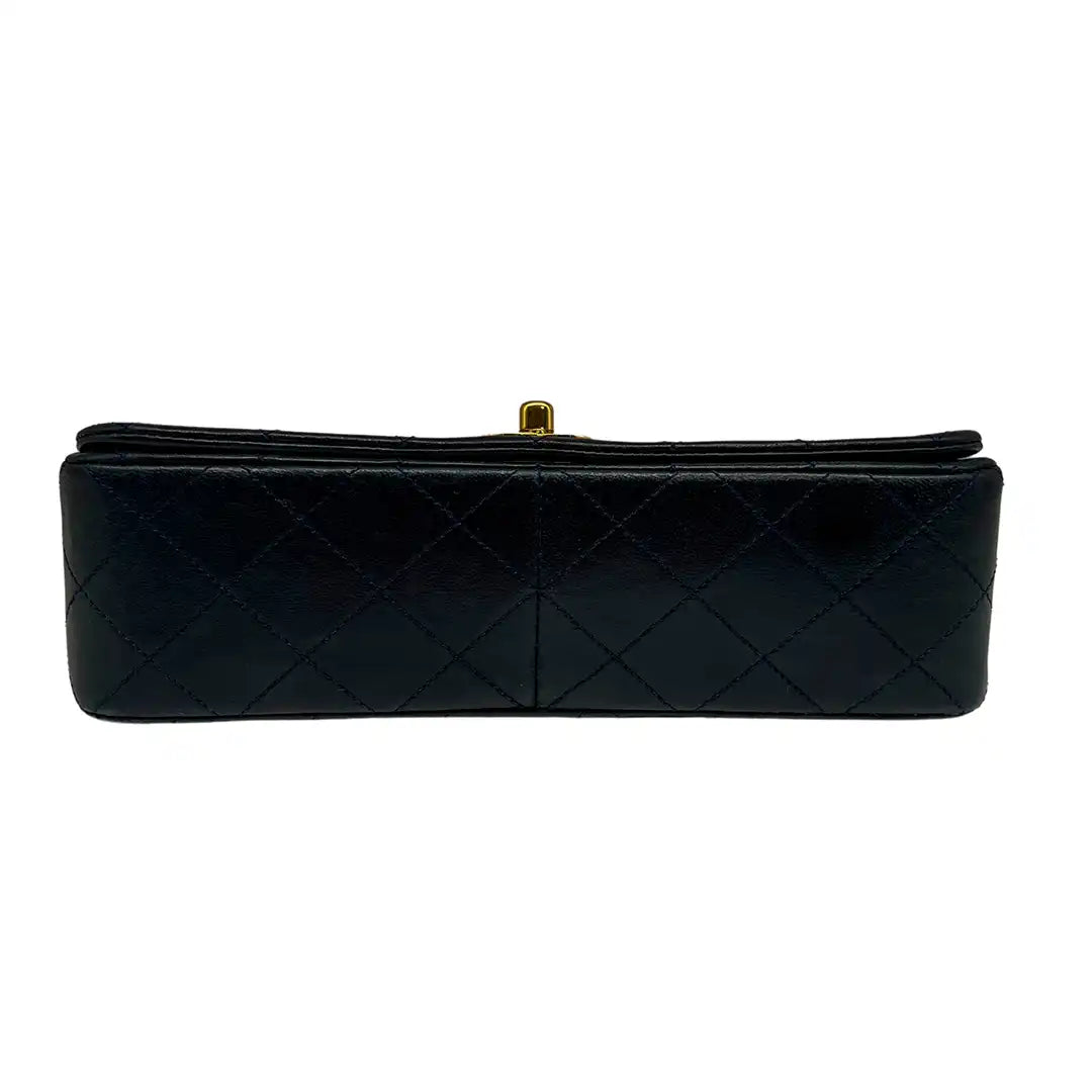 Chanel Timeless Single Flap Small dunkelblaues Lammleder / gut Produkt