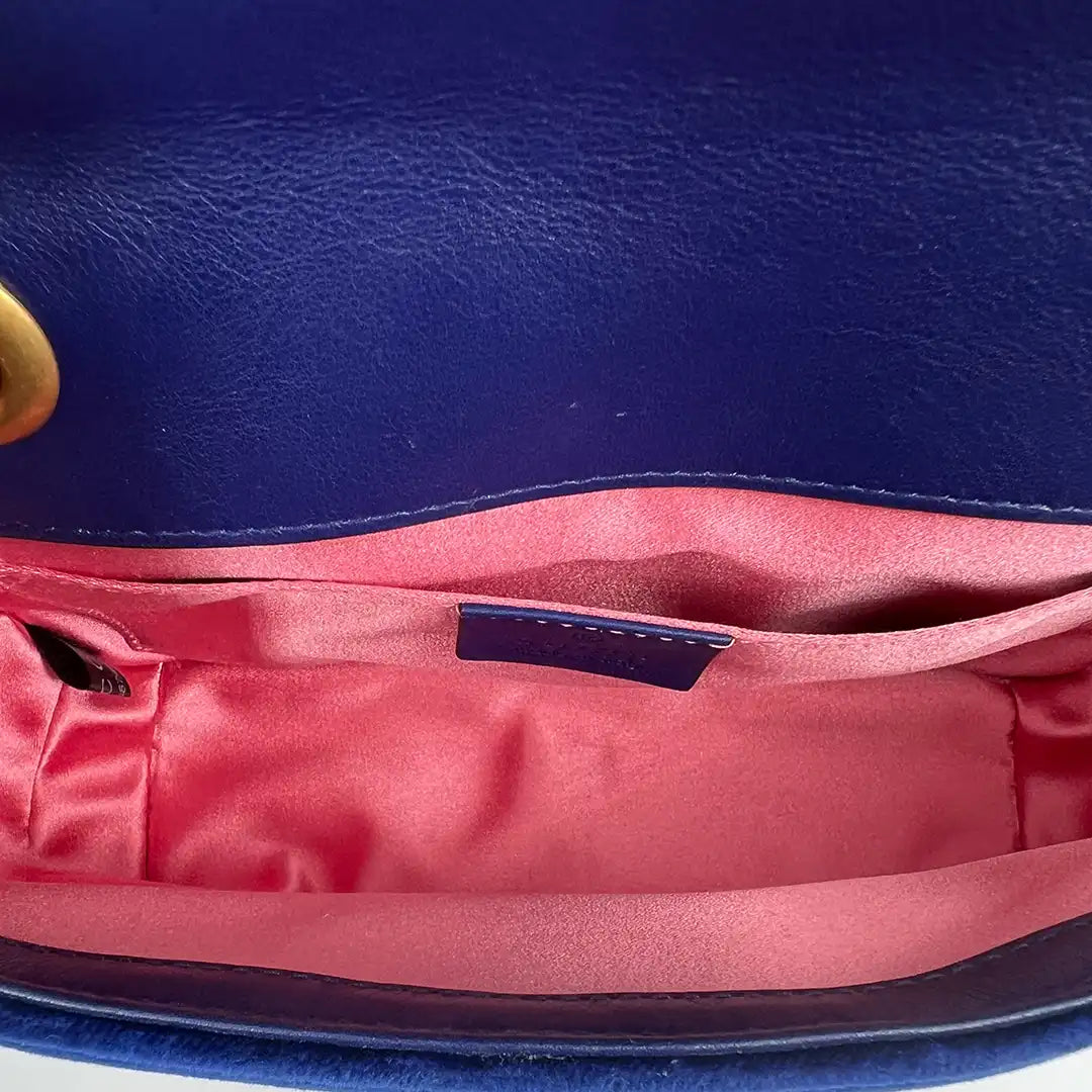 Gucci GG Marmont Mini cobalt blue Samttasche / sehr gut Gucci