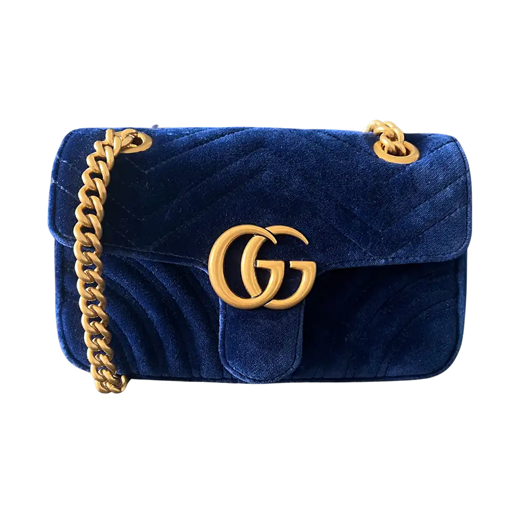 Gucci GG Marmont Mini cobalt blue Samttasche / sehr gut Gucci