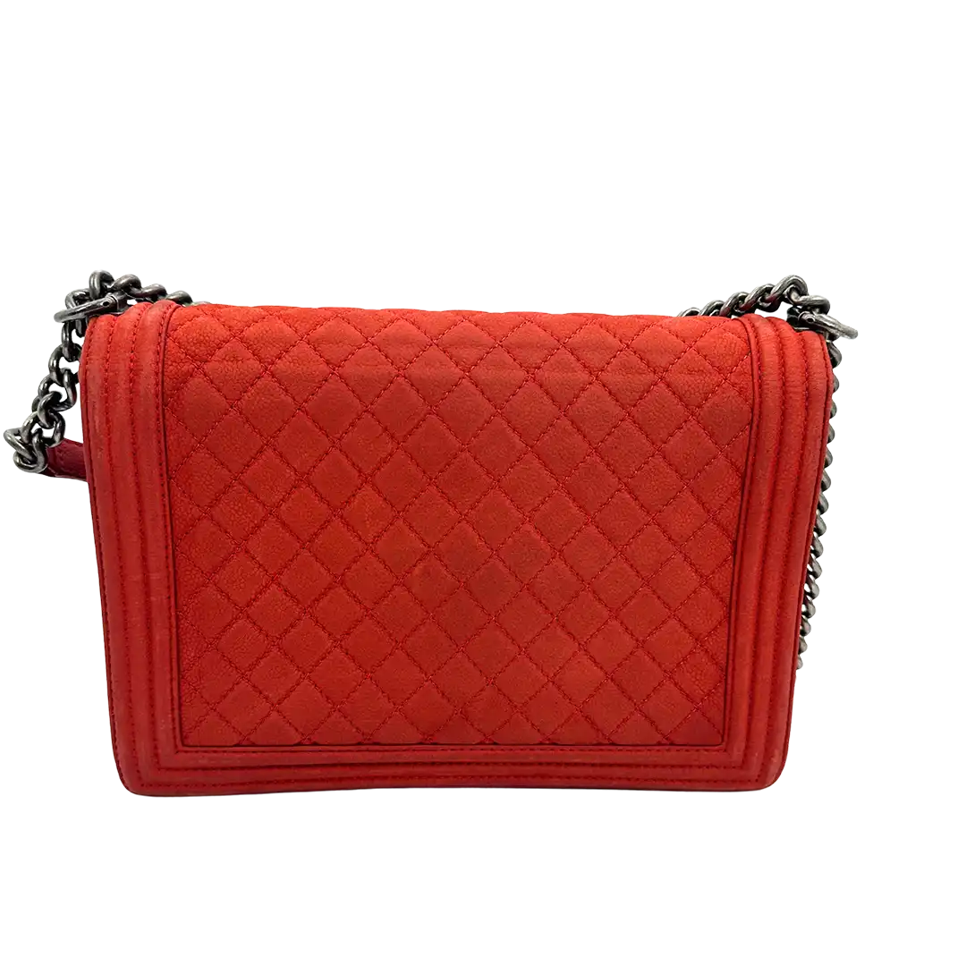 Chanel Boy Tasche Large Kaviar Wildleder rot / gut Chanel