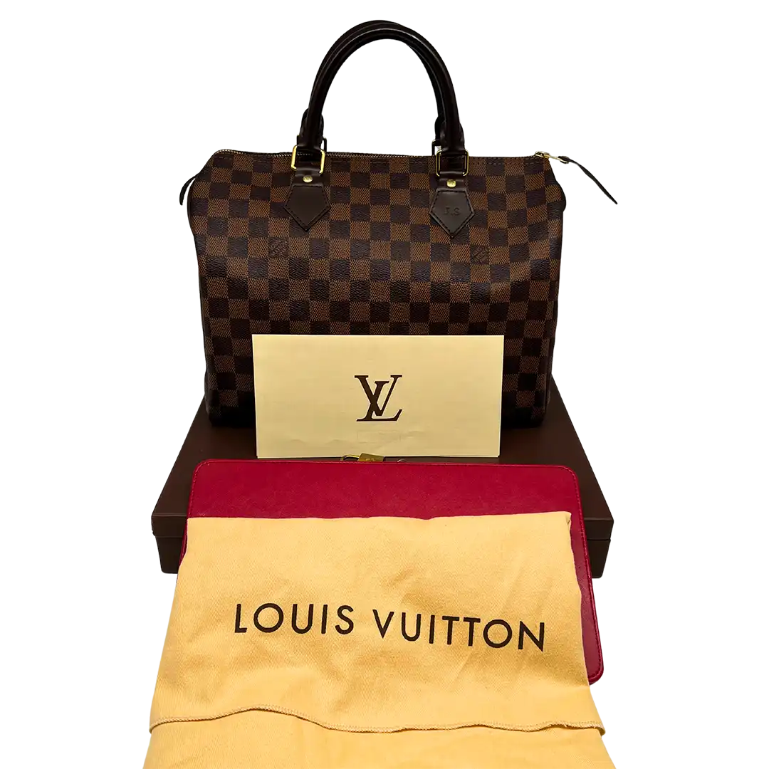 Louis Vuitton Speedy 30 Damier Ebene Hot Stamping J.S. Fullset / neuwertig Louis Vuitton