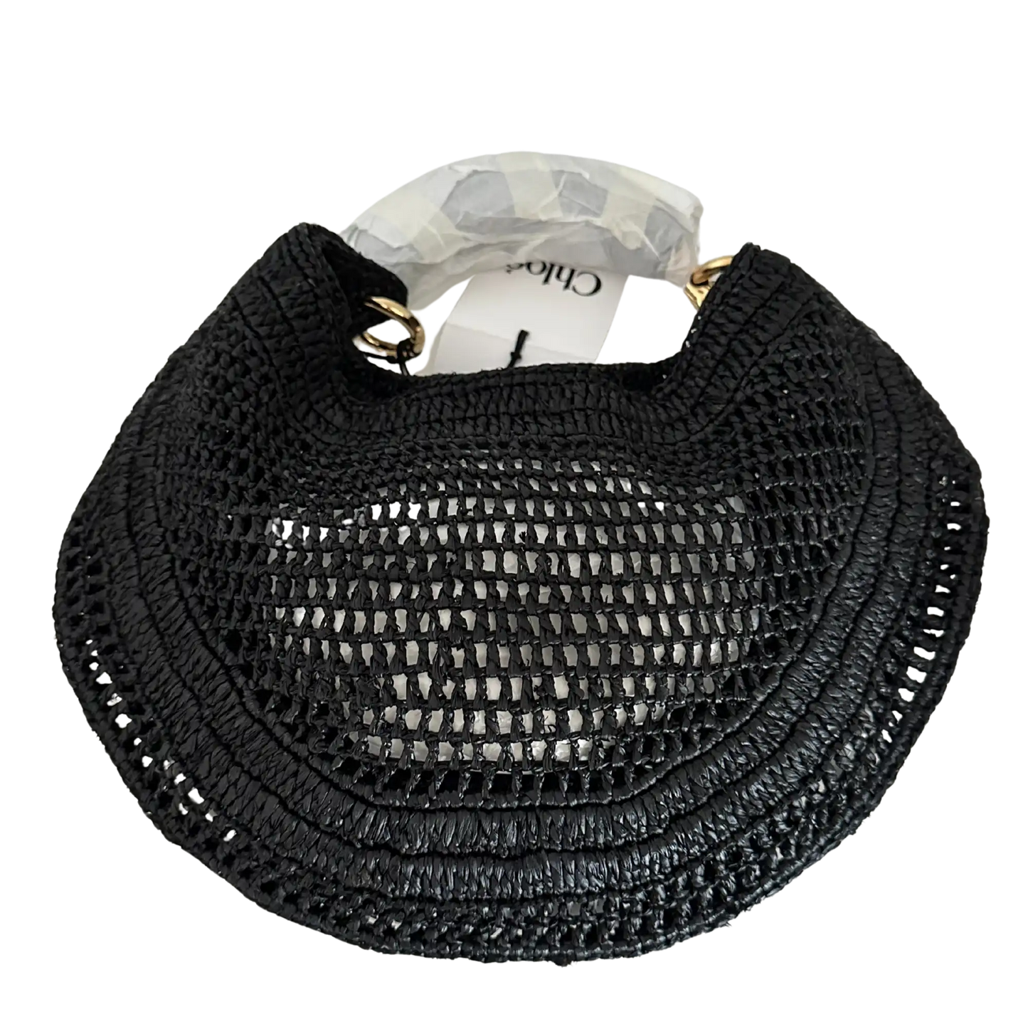 Chloé Summer Banana Hobo Bag aus geflocktenen Fasern schwarz / ungetragen Chloe