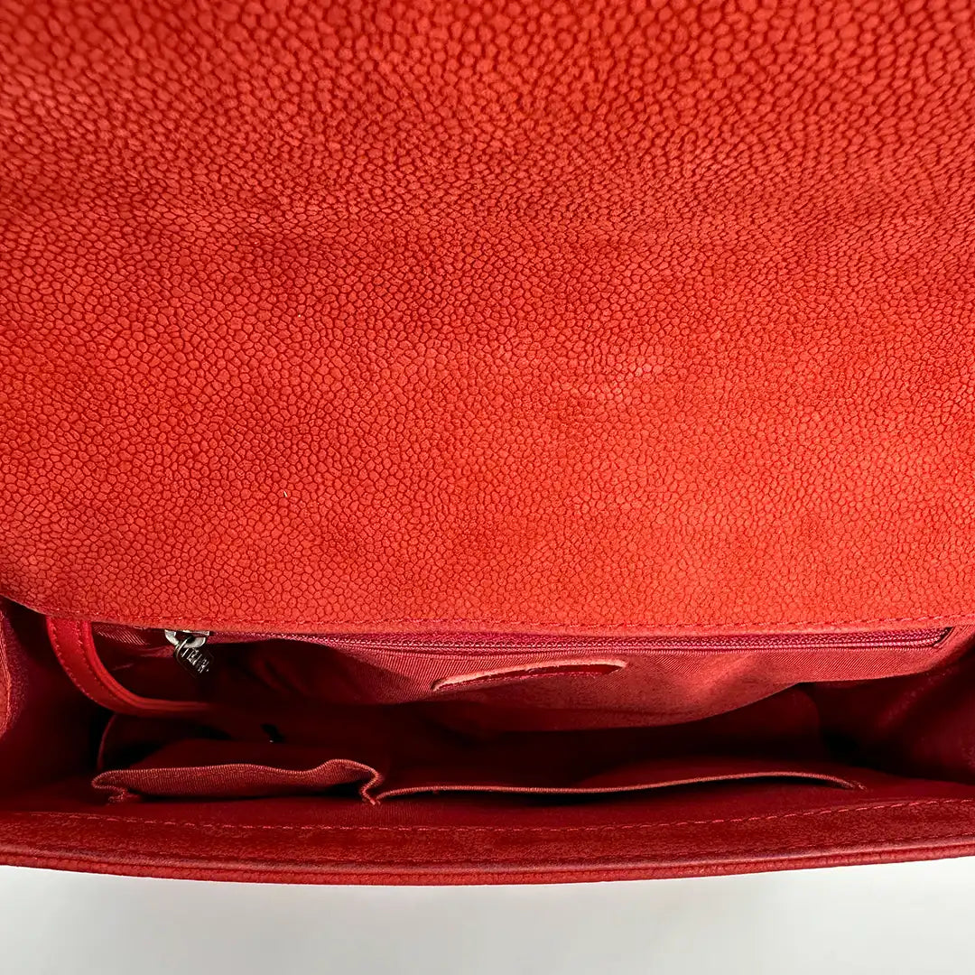 Chanel Boy Tasche Large Kaviar Wildleder rot / gut Chanel