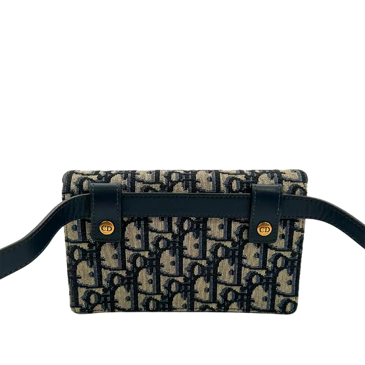 Dior Saddle Gürteltasche Oblique Jacquard in Blau / sehr gut Dior