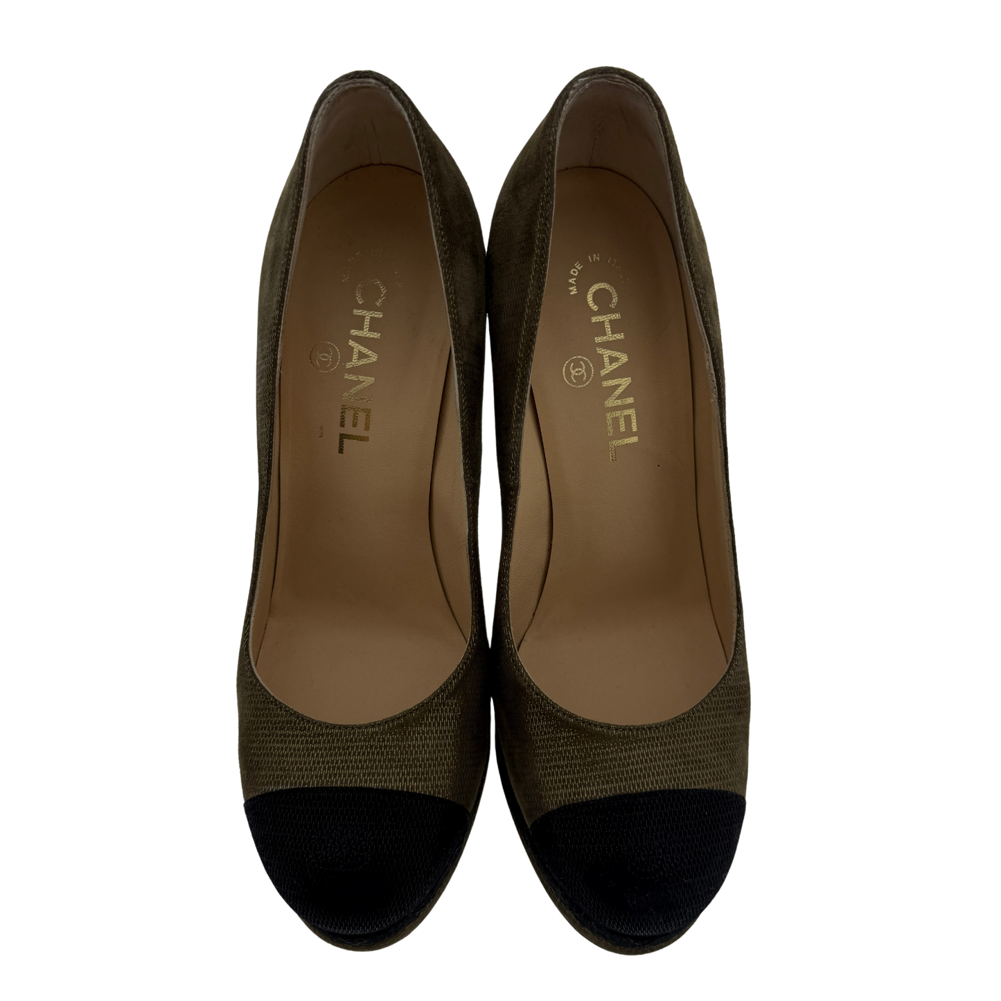 Chanel Pumps Metallic braun & schwarz 38 1/2 / ungetragen Chanel