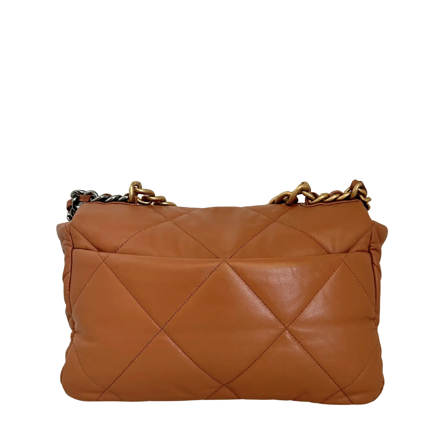 Chanel 19 Flap Bag Medium Tasche glänzendes Lammleder Caramel / sehr gut Chanel