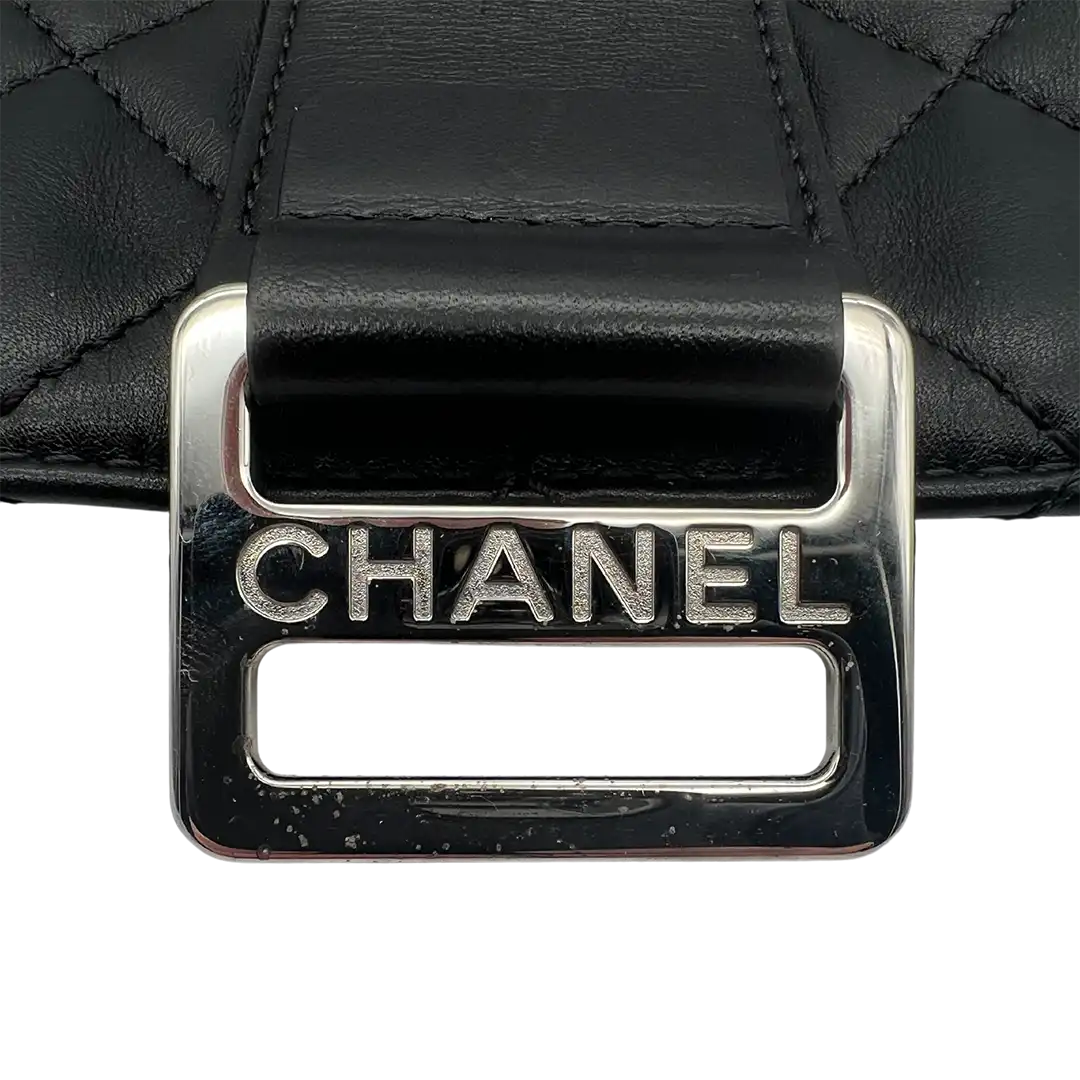 Chanel Clutch gestepptes Leder schwarz Arbeitstasche / sehr gut Chanel