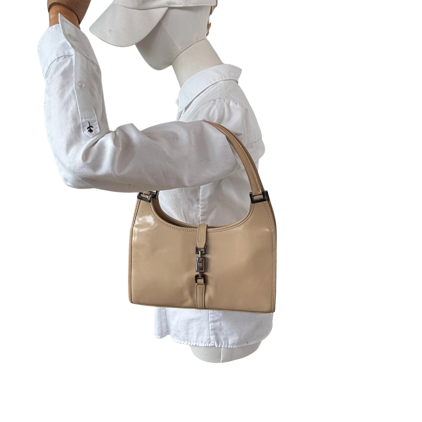 Gucci Jackie Schultertasche Lackleder beige / sehr gut Gucci