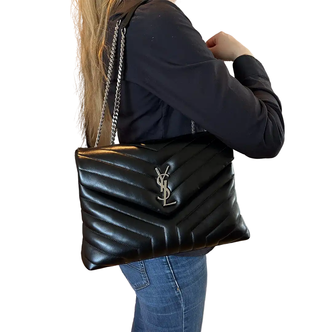 Saint Laurent YSL LouLou Medium Leder schwarz silberne Hardware / sehr gut Saint Laurent