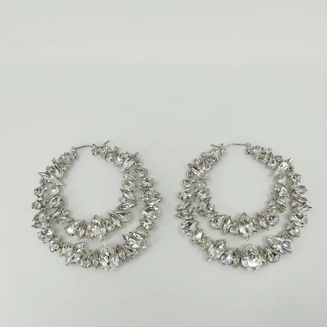 Saint Laurent YSL Crystal Double Hoop Earrings / ungetragen Saint Laurent