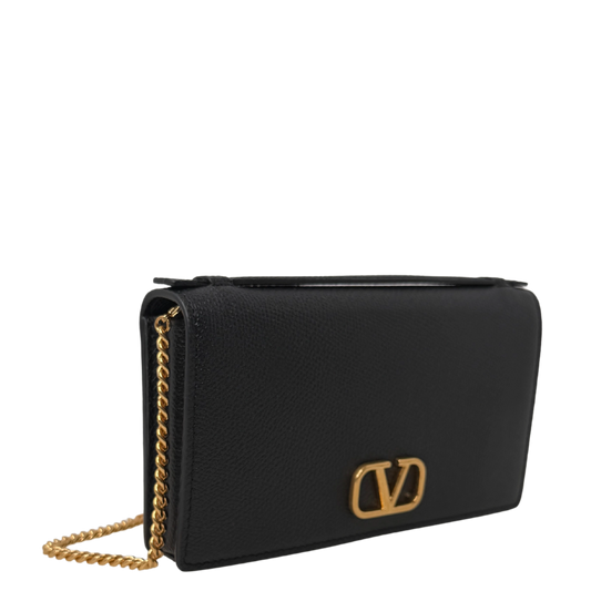 Valentino VLogo Wallet on Chain Kalbsleder schwarz / neuwertig Valentino