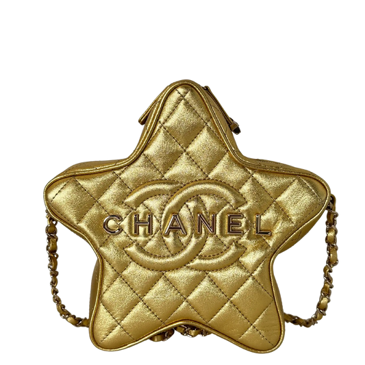 Chanel  Metallic Lammleder Quilted Walk Of Fame Star Bag Gold / neuwertig Chanel