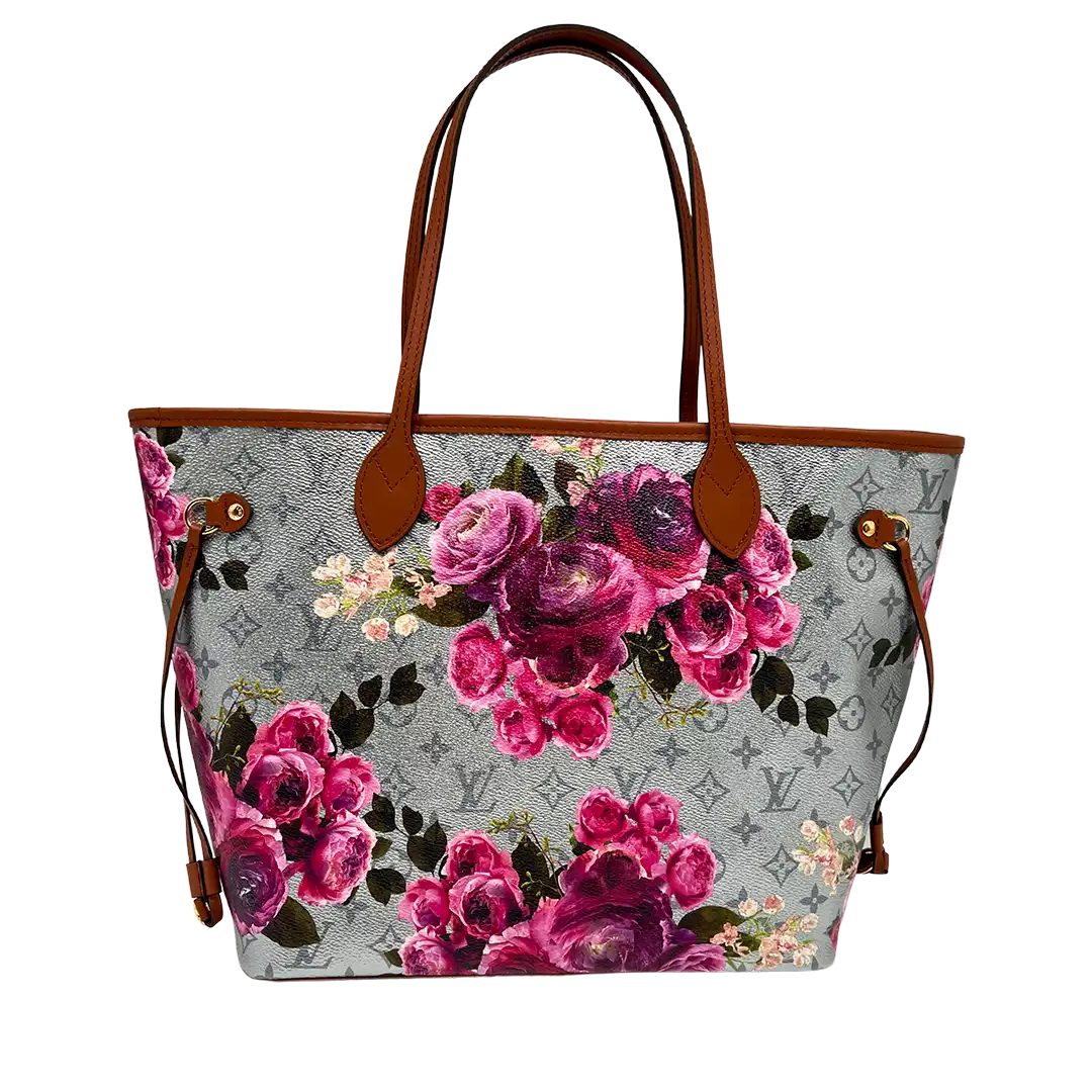 Louis Vuitton Metallic Monogram LV Garden Neverfull MM Silver Fullset / neuwertig Louis Vuitton