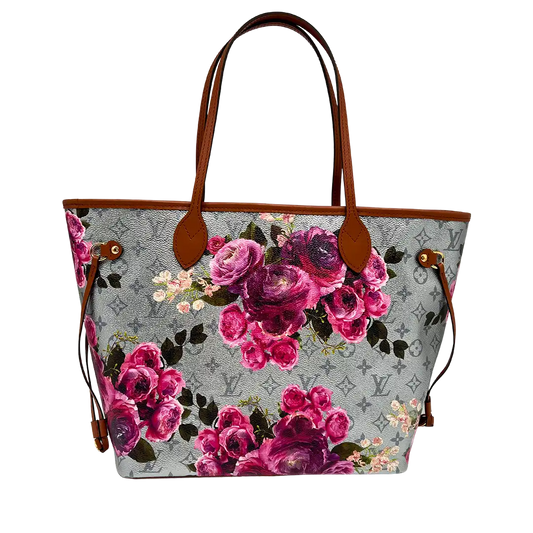 Louis Vuitton Metallic Monogram LV Garden Neverfull MM Silver Fullset / neuwertig Louis Vuitton