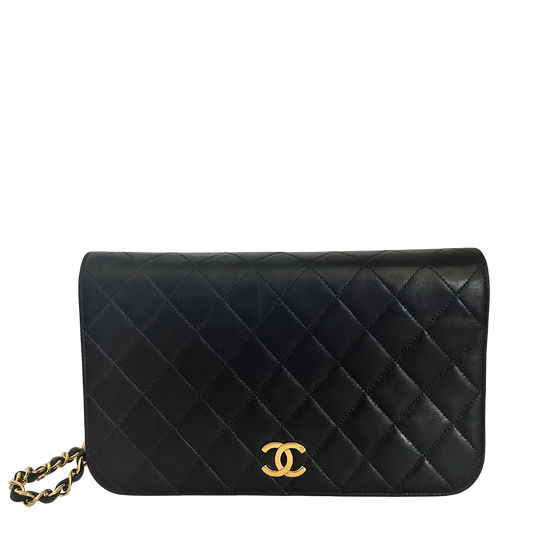 Chanel Timeless Wallet on Chain Vintage Lammleder schwarz mit ID Card / gut Chanel