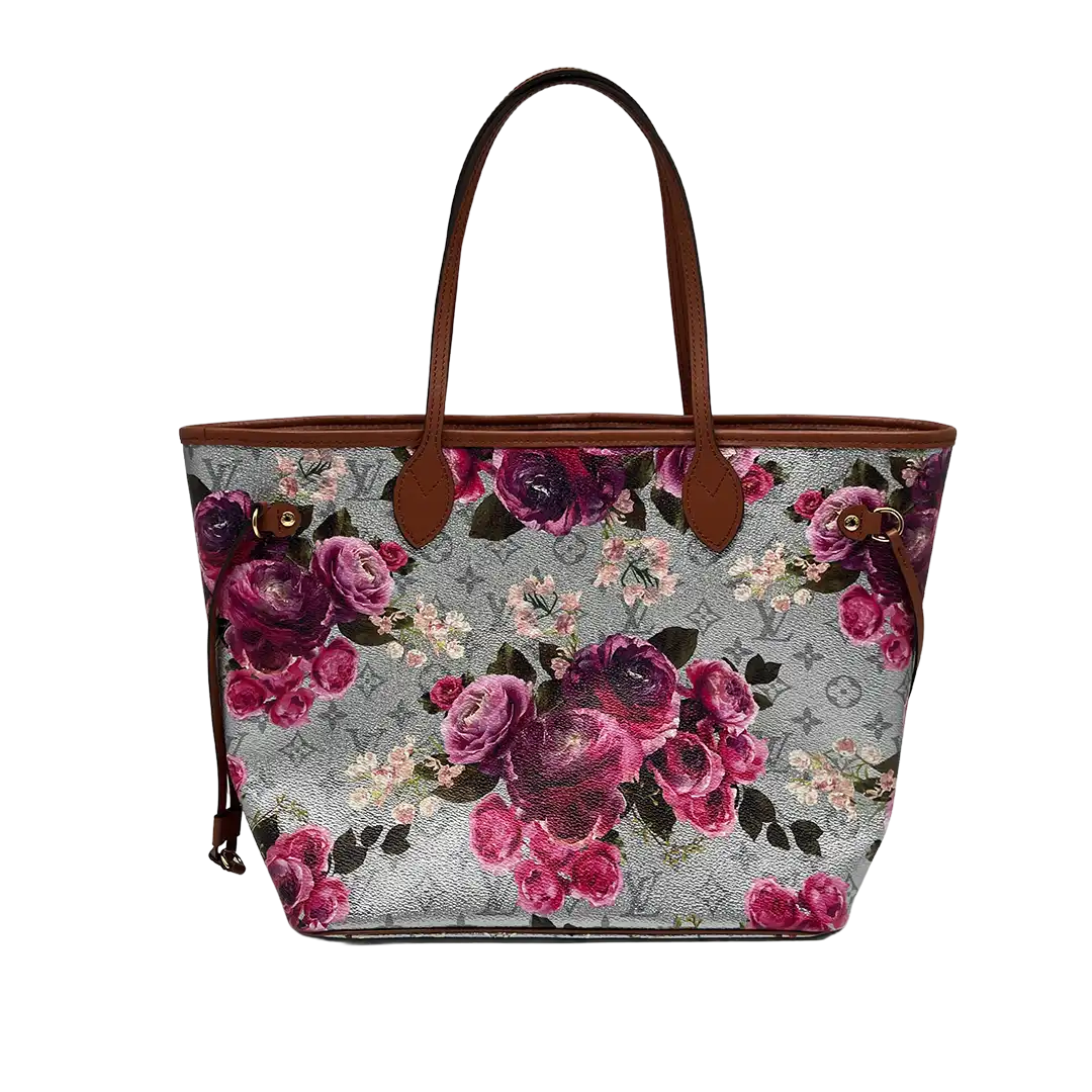 Louis Vuitton Metallic Monogram LV Garden Neverfull MM Silver Fullset / neuwertig Louis Vuitton