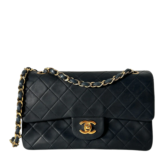Chanel Timeless Vintage Double Flap Bag Lammleder schwarz Small/ gut Chanel