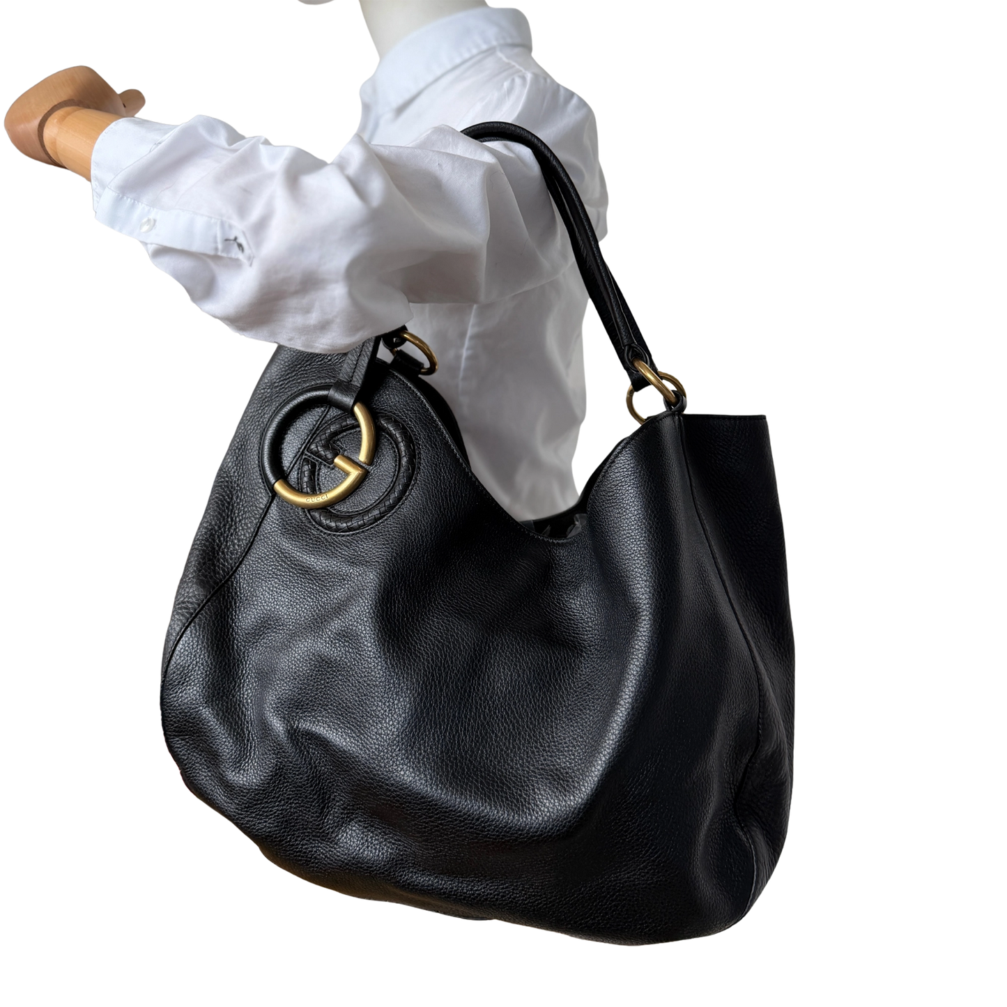 Gucci Kalbsleder Tote Bag schwarz goldene Hardware / sehr gut Gucci