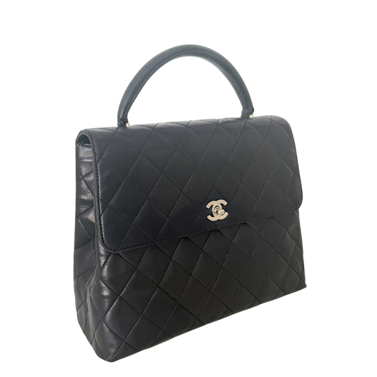 Chanel Matelasse Top Handle Handtasche Schwarz / akzeptabel Chanel