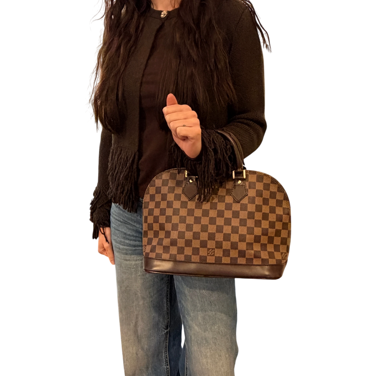 Louis Vuitton Alma PM Damier Ebène Canvas Brown Gold