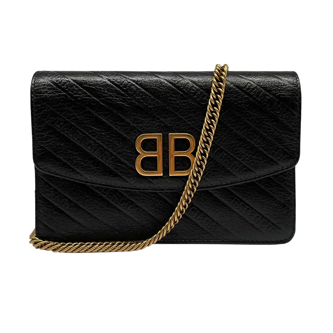 Balenciaga leather wallet on chain hotsell