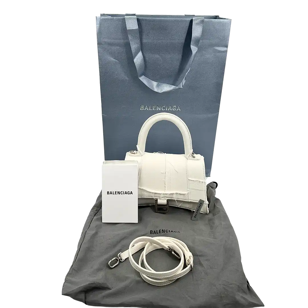 Balenciaga Hourglass S Small frayed denim limited weiß / neuwertig