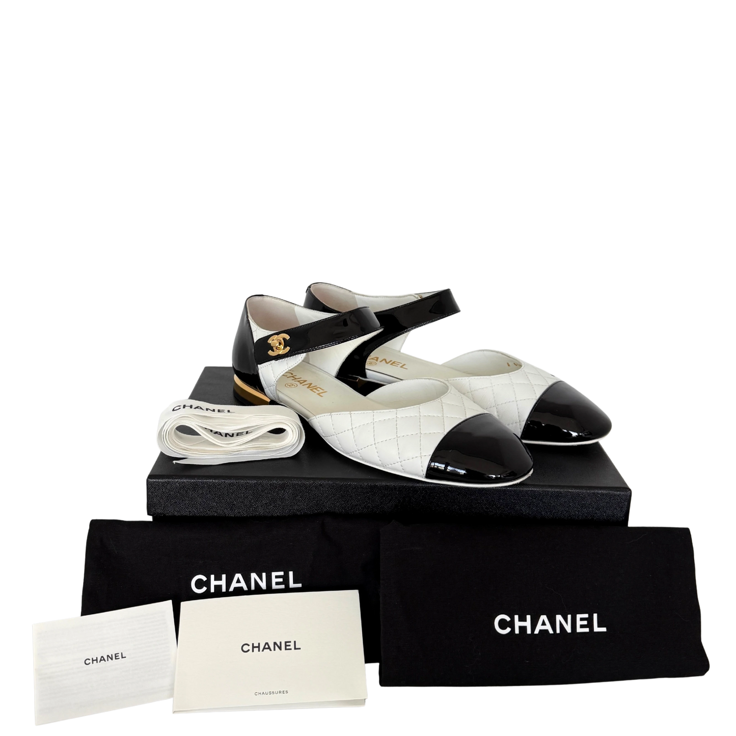 Chanel Mary Jane Ballerinas Größe 40 Weiß / sehr gut Chanel